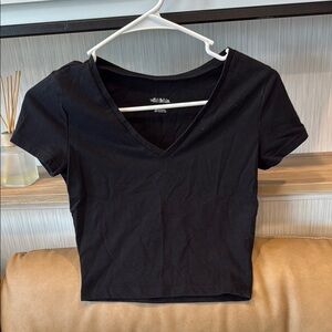 Women's Wild Fable Cropped Black V-Neck Top